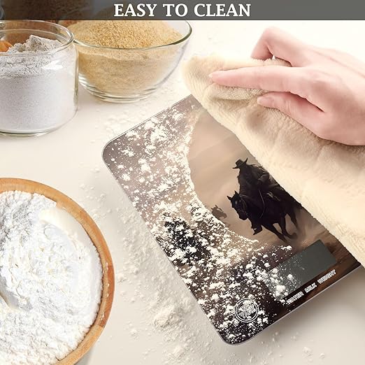 Digital Food Scale Cowboy Western – Fashion Design, 11lb/0.01oz, Tempered Glass, Kitchen Scales with LCD Display for Baking & Cooking, Batteries Not Included