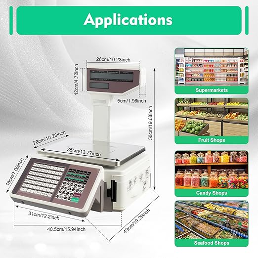 Electronic Price Computing Scale, 66LBS Electronic Price Computing Scale Pole Display for Retail Store, Kitchen, Restaurant Market, and Farmer