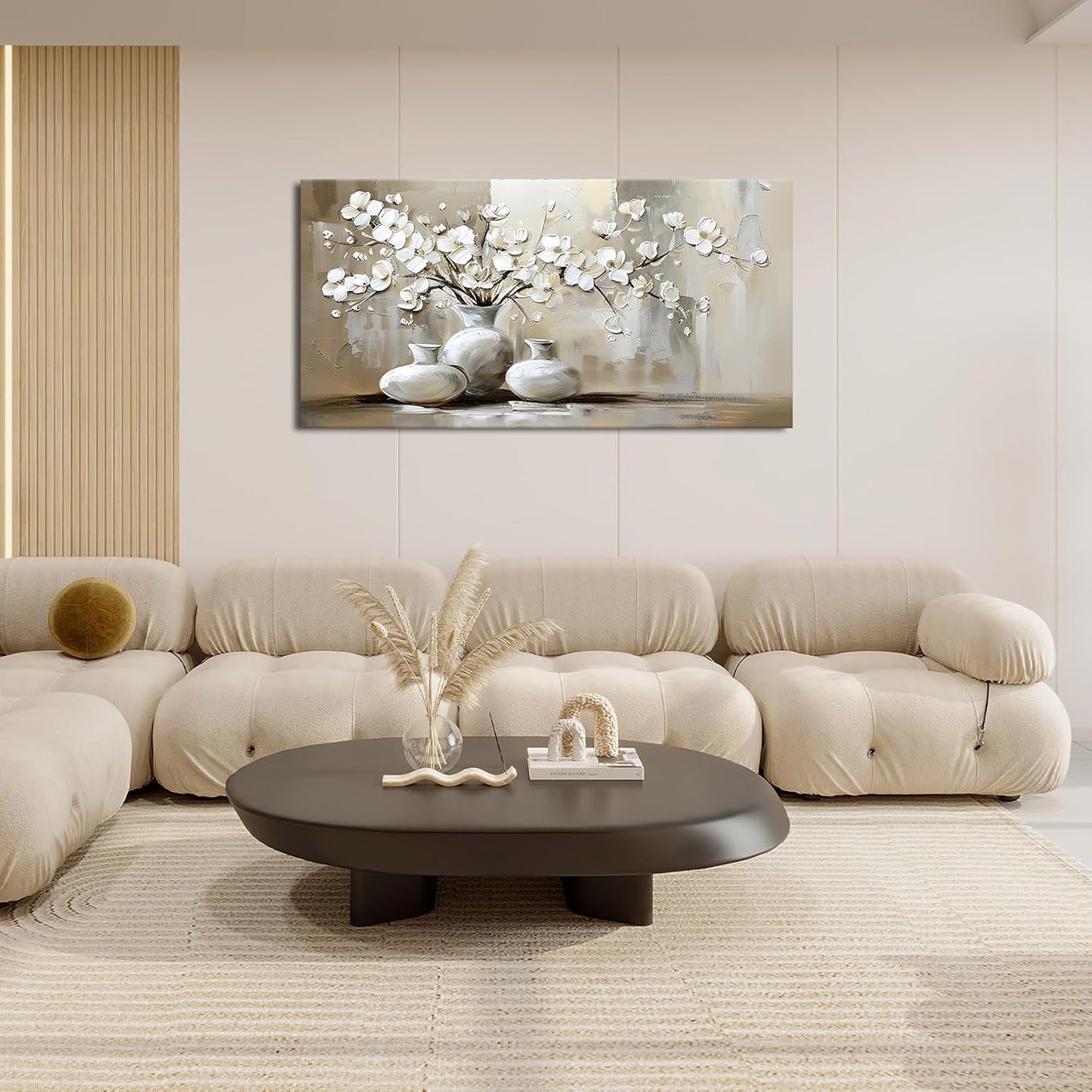 Large Farmhouse Wall Art Country Flower Canvas Living Room Floral Abstract Pictures Framed Prints Oversize Wall Decor Painting Artwork for Bedroom Dining Home 60"x30"