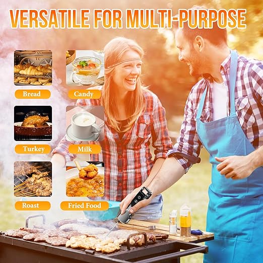 Meat Thermometer Digital Instant Read Food Thermometer for Cooking, Waterproof Kitchen Thermometers with Backlight, Magnet, Auto-Rotating, BBQ Thermometer for Grill Smoker Oil Fry Candy Thermometer