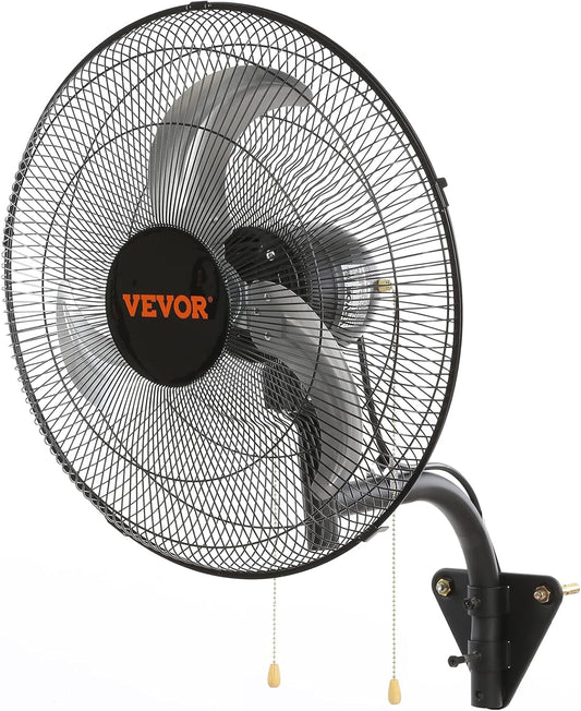 VEVOR 18 inch Wall Mount Fan Oscillating, 3-speed High Velocity Max. 4000 CFM Industrial Wall Fan for Indoor, Commercial, Residential, Warehouse, Greenhouse, Workshop, Basement, Black, ETL Listed