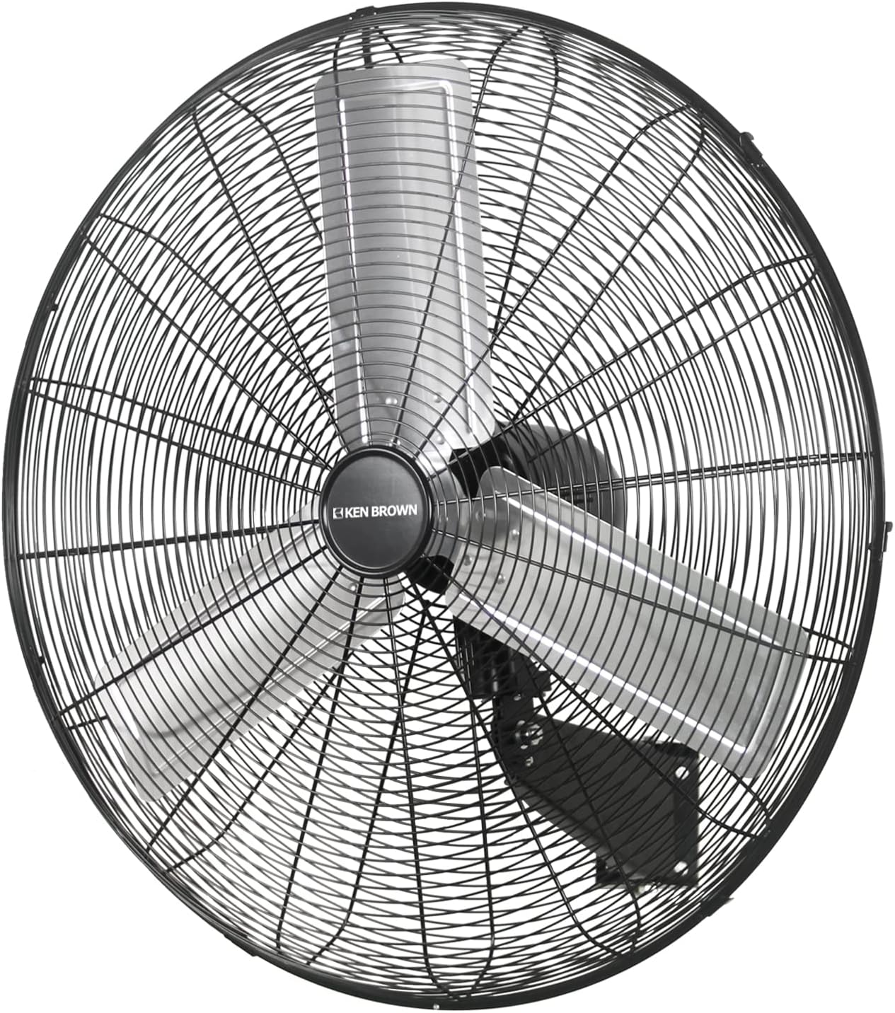 KEN BROWN 30 Inch Industrial Oscillating Wall Mount Fan - 7497 CFM High Velocity, Heavy Duty Metal Construction, 2 Speed Settings, Black