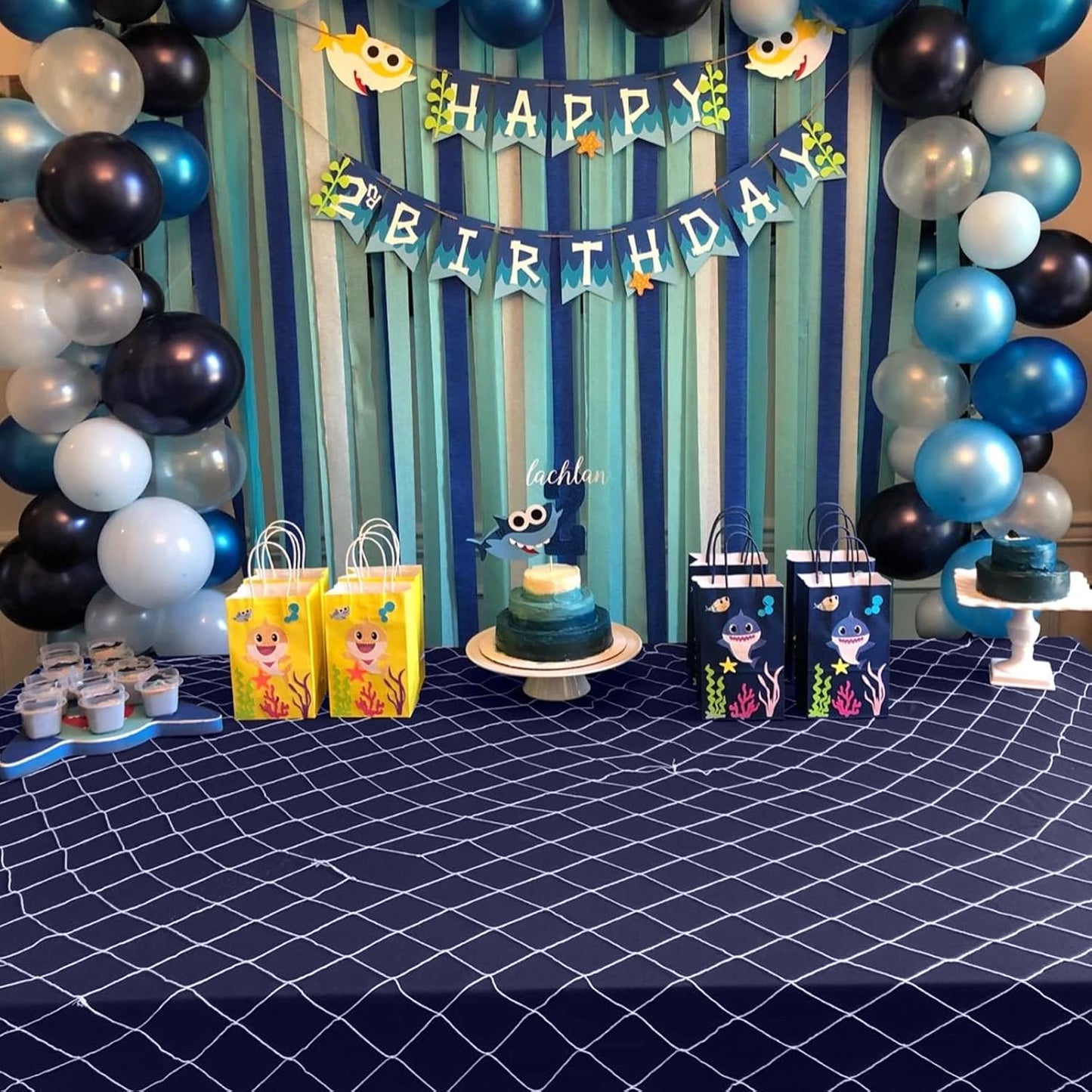 Nature Fish Net Wall Decoration with Shells, Ocean Themed Wall Hangings Fishing Net Party Decor for Pirate Party,Wedding,Photographing Decoration