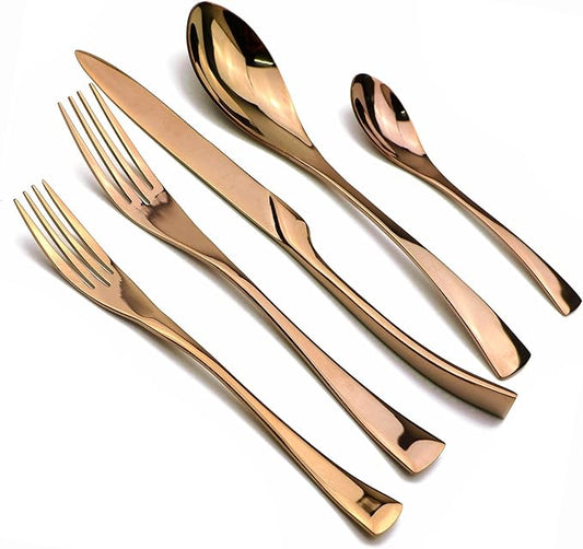 20-Piece 18/10 Stainless Steel Rose Gold Flatware Set, Serive for 4