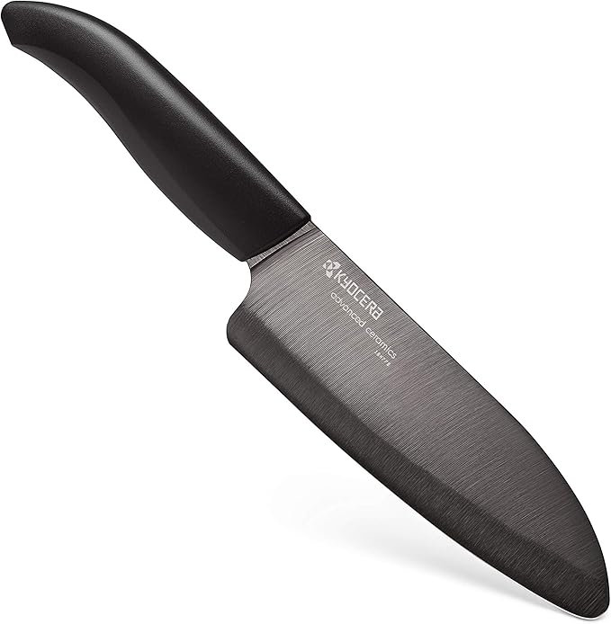 Kyocera’s Revolution 4-Piece Ceramic Knife Set: Chef Knife For Your Cooking Needs, Includes 6"Chef's Santoku, 5.5" Santoku, 4.5" Utility & 3" Paring Knives, Black