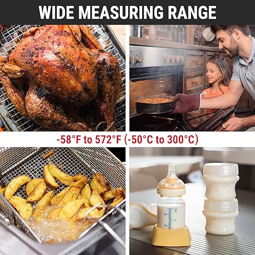 ThermoPro TP03B Digital Meat Thermometer for Cooking, Instant Read Thermometer with Backlight, Kitchen Food Thermometer for Grill Smoker BBQ Oil Deep Fry Candy Bread Coffee with Pop-up Meat Probe