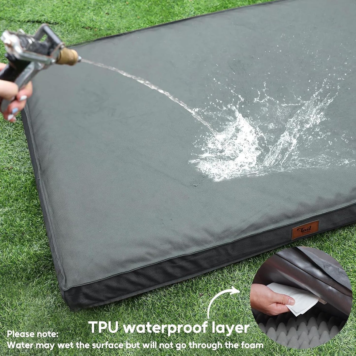 Outdoor Dog Bed for Medium Dogs, Waterproof Dog Crate Bed for Puppy Beds, Orthopedic Egg Crate Foam Pet Bed with Washable and Removable Oxford Cover, Grey