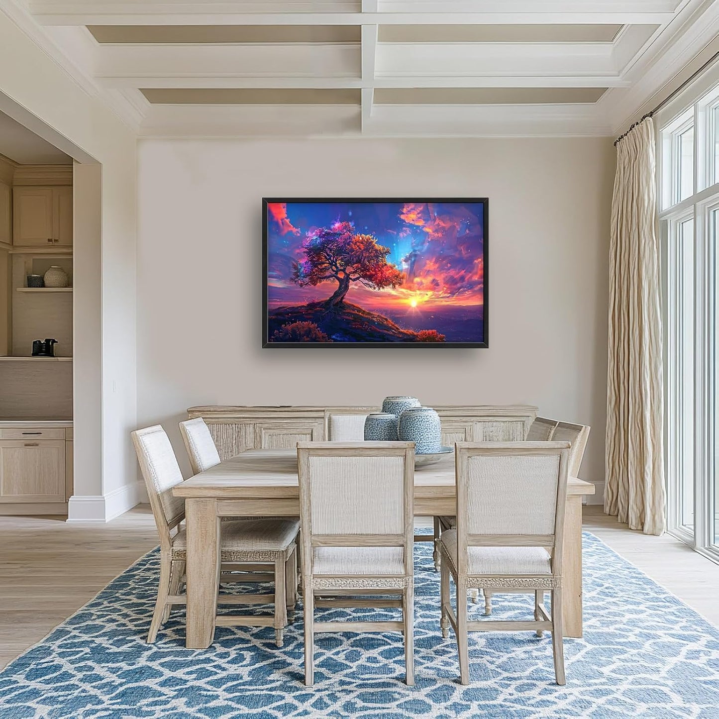 Quorin Tree Large Wall Art Sunset Mountain Landscape Pictures Red Tree of Life Wall Decor Nature Canvas Print Painting Artwork for Bathroom Living Room Bedroom 36L x 24W