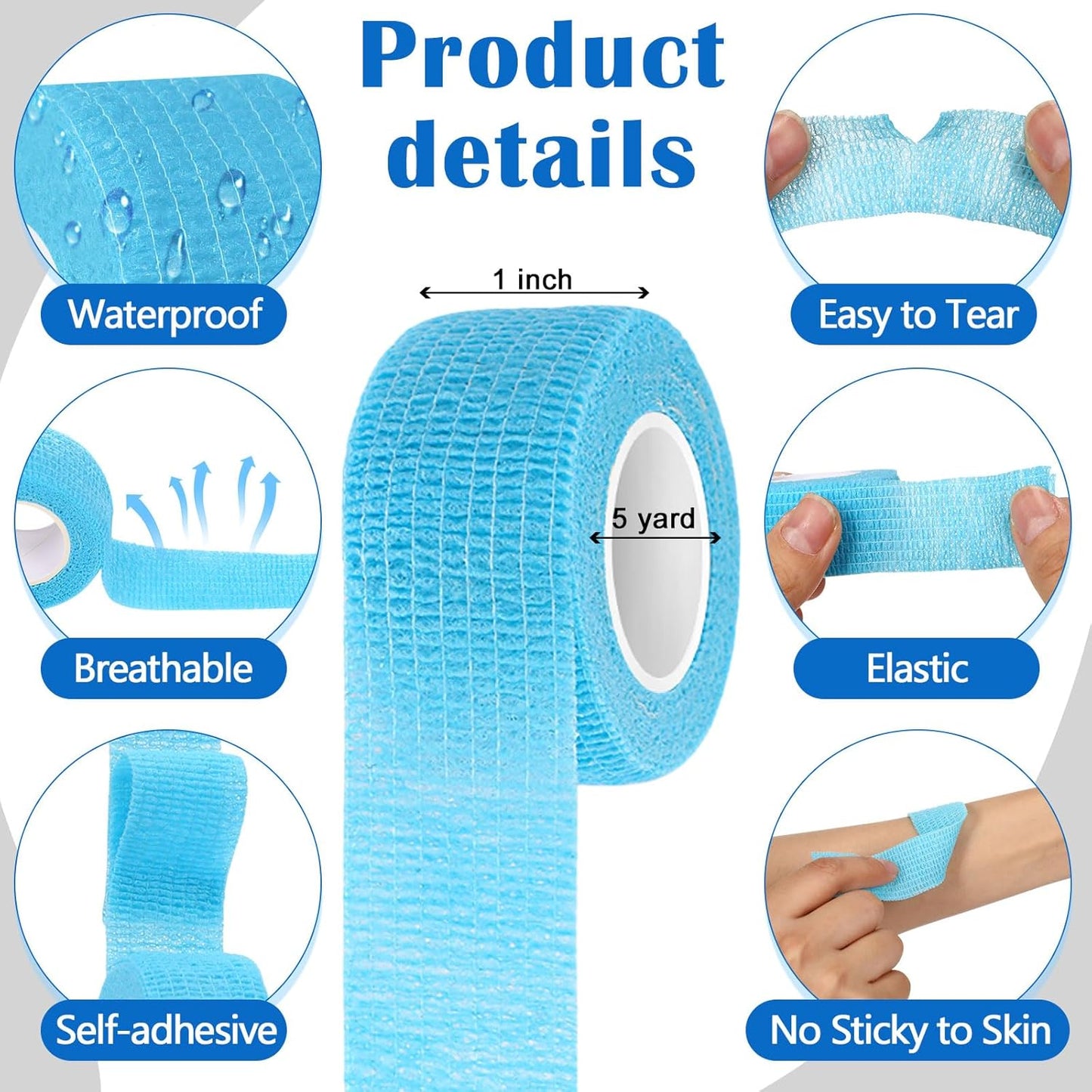 Treela 36 Pcs Self Adherent Bandage 1" X 5 Yard Wrap Breathable Cohesive Bandage Elastic Adhesive Tape for Stretch Athletic Sports Wrist Ankle (Multicolored)