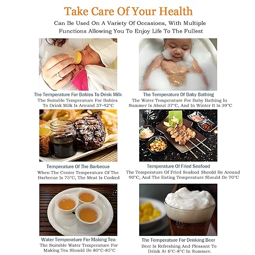 Meat Thermometer - Digital Food Thermometer for Cooking Kitchen - Automatic Calibration Pen Style Electronic Pocket Thermometer for Water Temperature, Barbecue (Red)