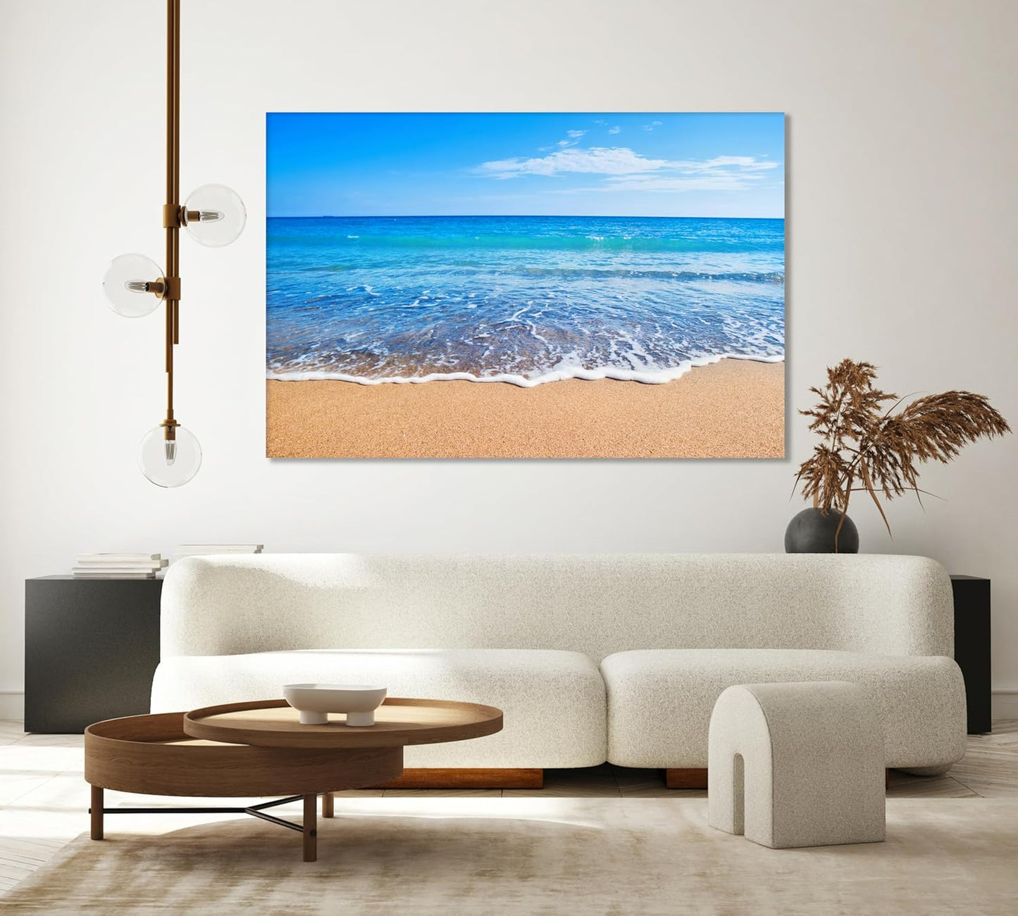 Nature Wall Art Prints - Ocean Forest Mountain Lake Canvas Landscapes - Small to Extra Large Living Room Bedroom Kitchen Bathroom Décor (Sandy Ocean Beach, 35L" x 53W")