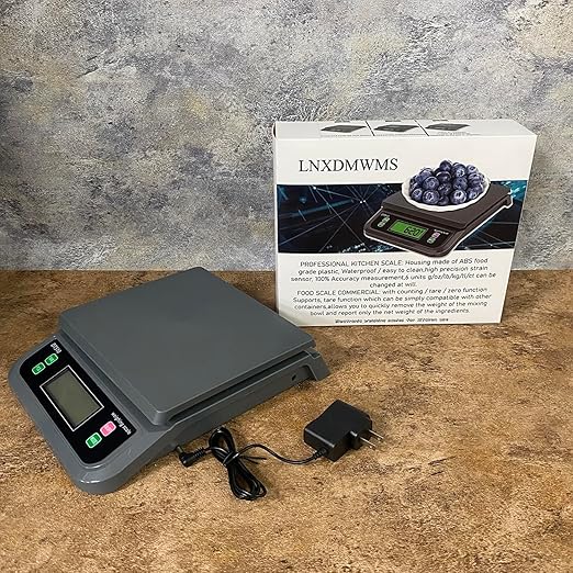 66LB 30kg Large Digital Kitchen Scale Food Scale for Baking Cooking Bread Meat Scales with Tare and Prep Counting LCD Display with Adapter, 6 Unit (Grey, 30kg)