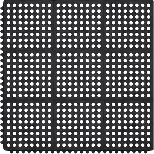 Ottomanson Heavy Duty Rubber Floor Mat – Non-Slip, Waterproof, Easy to Clean – Anti-Fatigue Mat for Commercial Kitchens, Restaurants, Workshops – Oil Resistant, Hose Washable – 36" x 36", Black