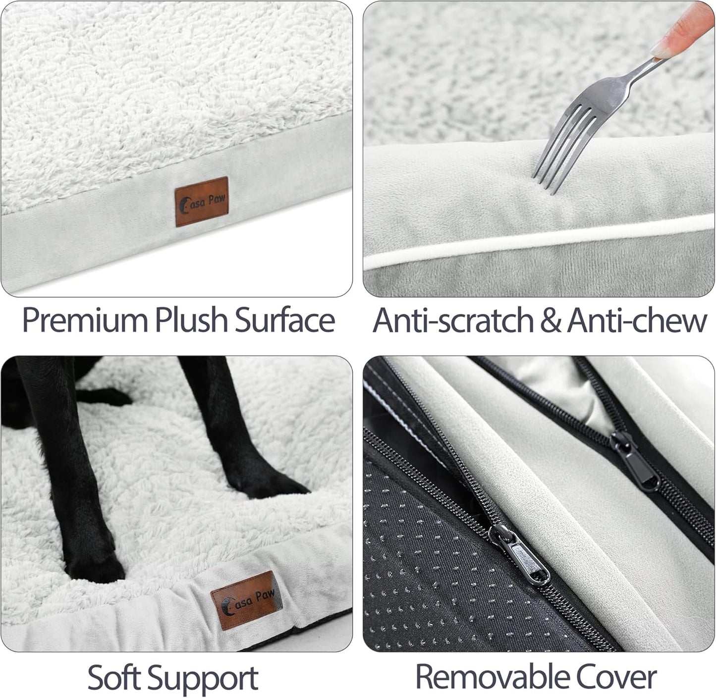 Orthopedic Dog Beds for Large Dogs, Waterproof Dog Beds, Memory Foam Dogs Couch Beds, Comfy Bolster Pet Bed with Removable Washable Cover, Nonskid Bottom (Large,Grey White)