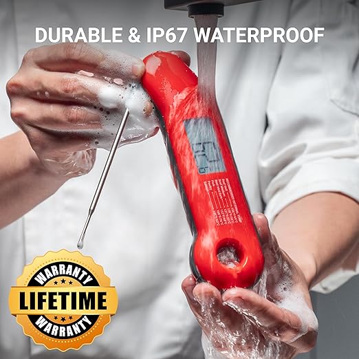 Professional Meat Thermometer Digital, Ultra-Fast 0.5 Sec Instant Read, NIST Certified ±0.5°F Accuracy, 100% Waterproof, Auto-Rotate Backlit Display, Stocking Stuffers for Men Christmas Gifts for Men