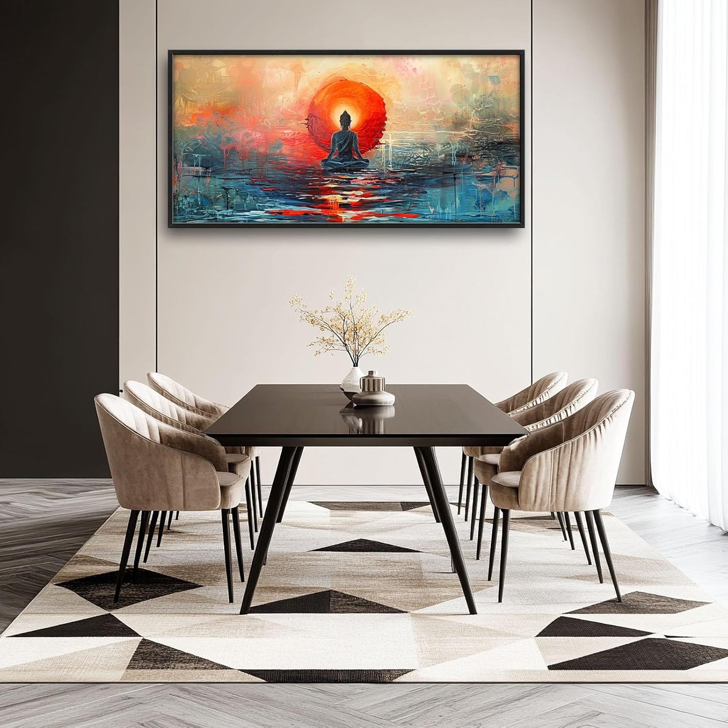 Quorin Buddha Large Wall Art Abstract Zen Pictures Spiritual Meditation Wall Decor Yoga Spa Canvas Print Painting Artwork for Bathroom Living Room Bedroom 60L x 30W