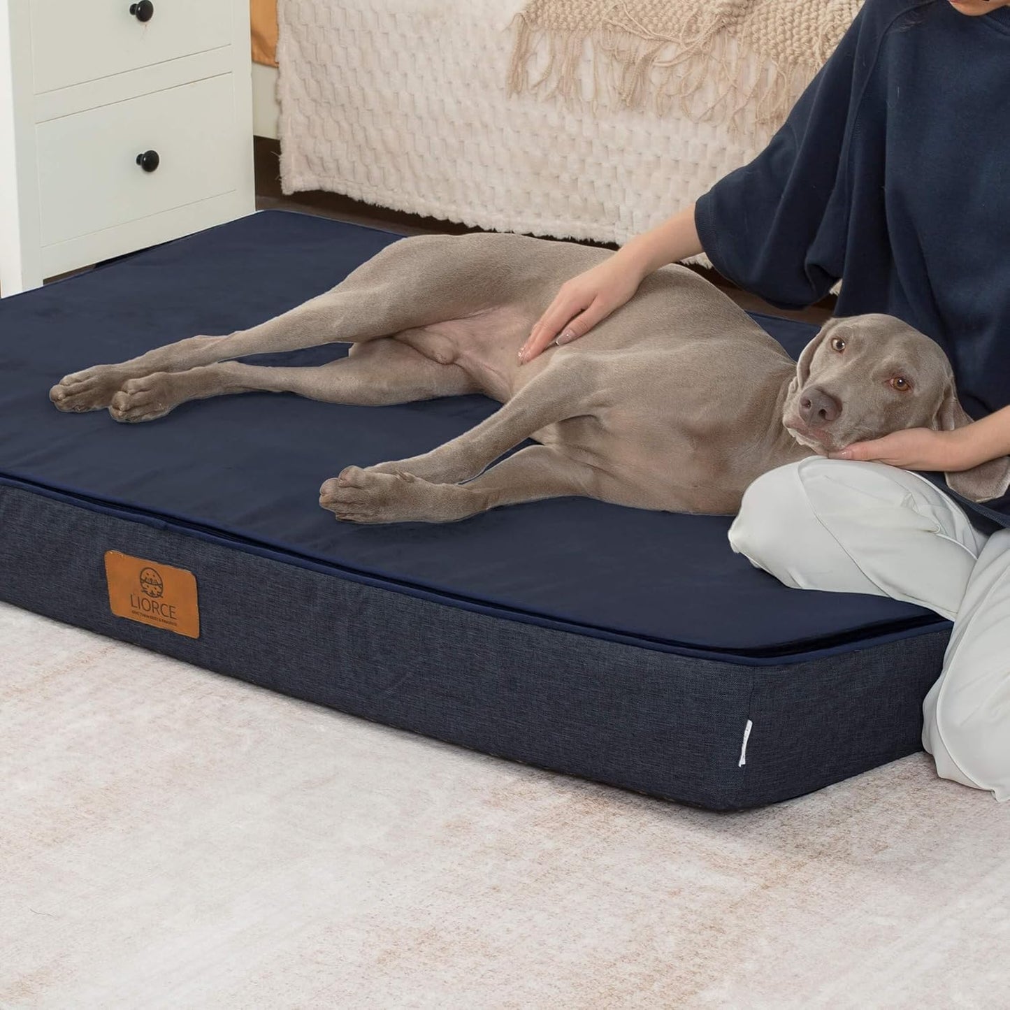 Orthopedic Memory Foam Giant Dog Bed - 6" Thick Beds for Large Sized Dog - Waterproof Removable Washable Cover & Wrap-Around Zipper - Ultimate Comfort & Easy Maintenance