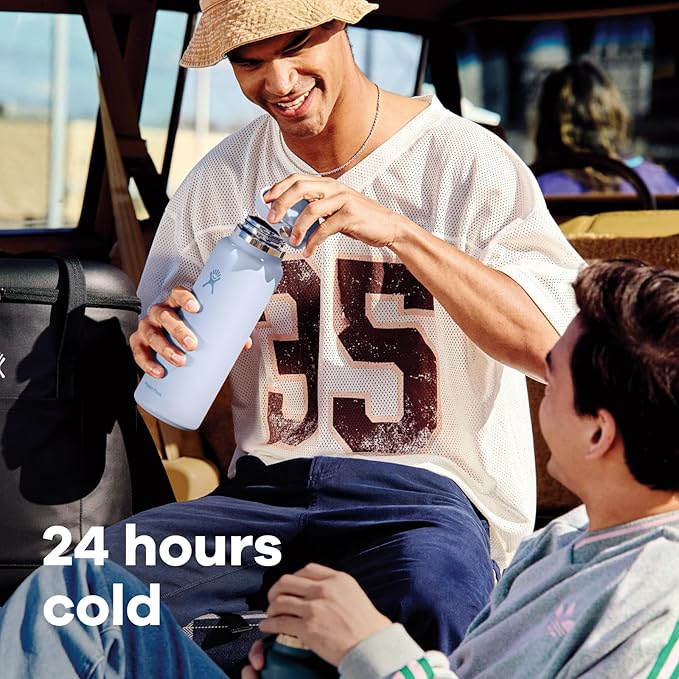 Hydro Flask Water Bottle - Insulated Stainless Steel - Wide Mouth Flex Straw Lid, Non Spill, Leakproof and Refillable in 40 Oz Tonal Oat