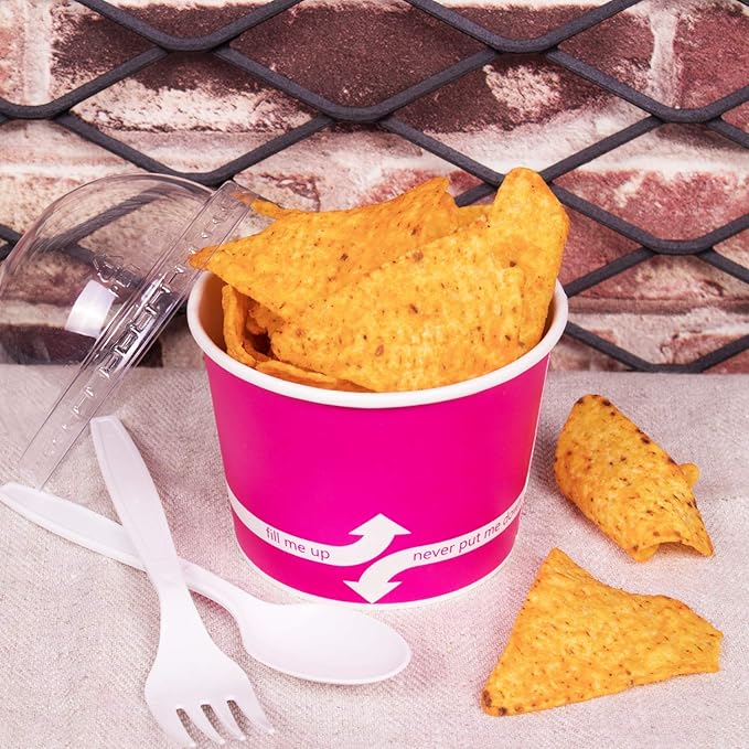 Karat [12oz - 1000 ct] Paper Ice Cream Cups & Soup Bowls for Hot/ Cold Food - Ideal for Soup, Ice Cream, Gelato, Yogurt and Snacks - Pink