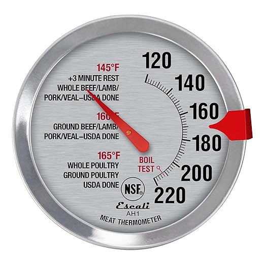 Escali AH1 2 Pack Oven Safe Meat Thermometers, Stainless Steel, Thermometer with 2.5 inch Large Dial, Oven and Grill Safe Temperature Gauge for Cooking, Roasting, Baking, Candy, Steak, Turkey
