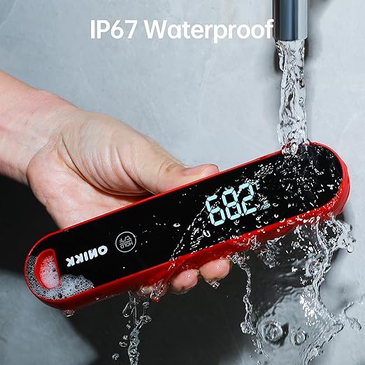 ONIKK Meat Thermometer Digital, 0.6 Sec Instant Read Food Thermometer, ±0.5℉ Accuracy, IPV7 Waterproof, Motion Sensing, for Cooking Grilling, Frying, Steak, Oven, Candy, Outdoor BBQ Accessories