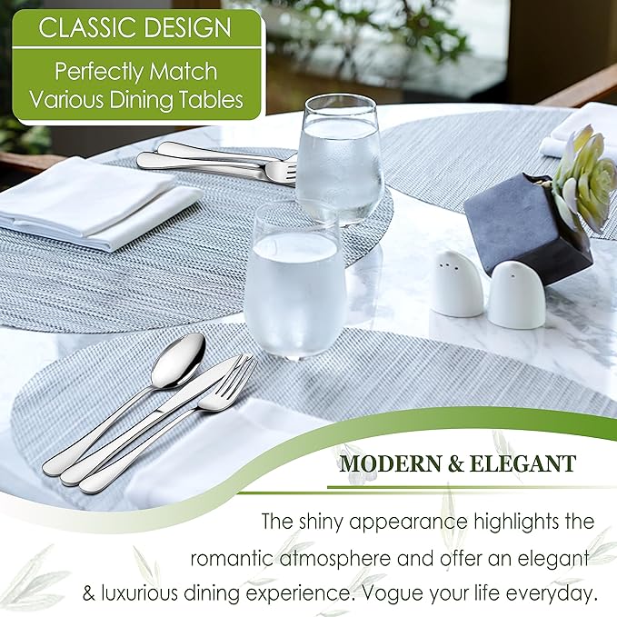 HaWare 60-Piece Silverware Set Service for 12, Stainless Steel Flatware Cutlery, Food-Grade Tableware Eating Utensil Set for Home Kitchen, Include Fork Knife Spoon, Mirror Polished, Dishwasher Safe