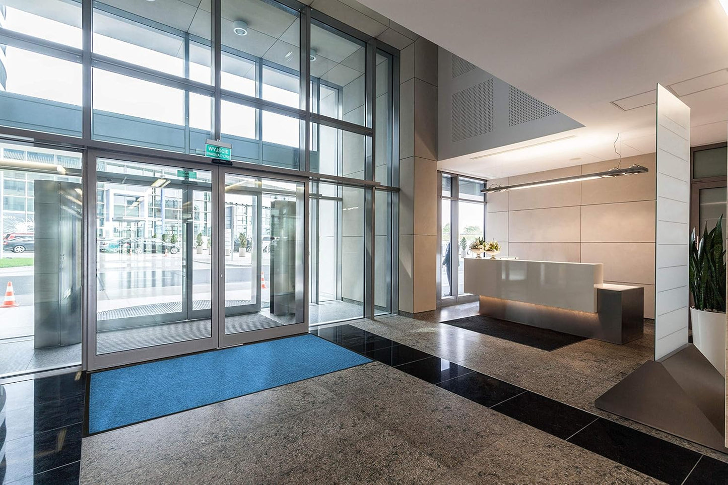 WaterHog Diamond | Commercial-Grade Entrance Mat with Rubber Border – Indoor/Outdoor, Quick Drying, Stain Resistant Door Mat (Medium Blue, 3' x 10')