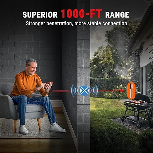 ThermoPro TempSpike 1000FT Wireless Meat Thermometer Digital with 2 Upgraded Ultra-Thin Probe, Kitchen Food Thermometer for Cooking, Turkey, Oven, Smoker, Rotisserie, BBQ, Grill Temperature Indicator