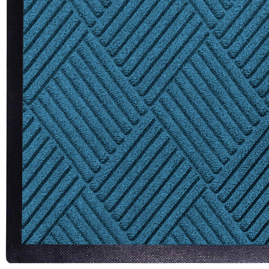 WaterHog Diamond | Commercial-Grade Entrance Mat with Rubber Border – Indoor/Outdoor, Quick Drying, Stain Resistant Door Mat (Medium Blue, 4' x 10')