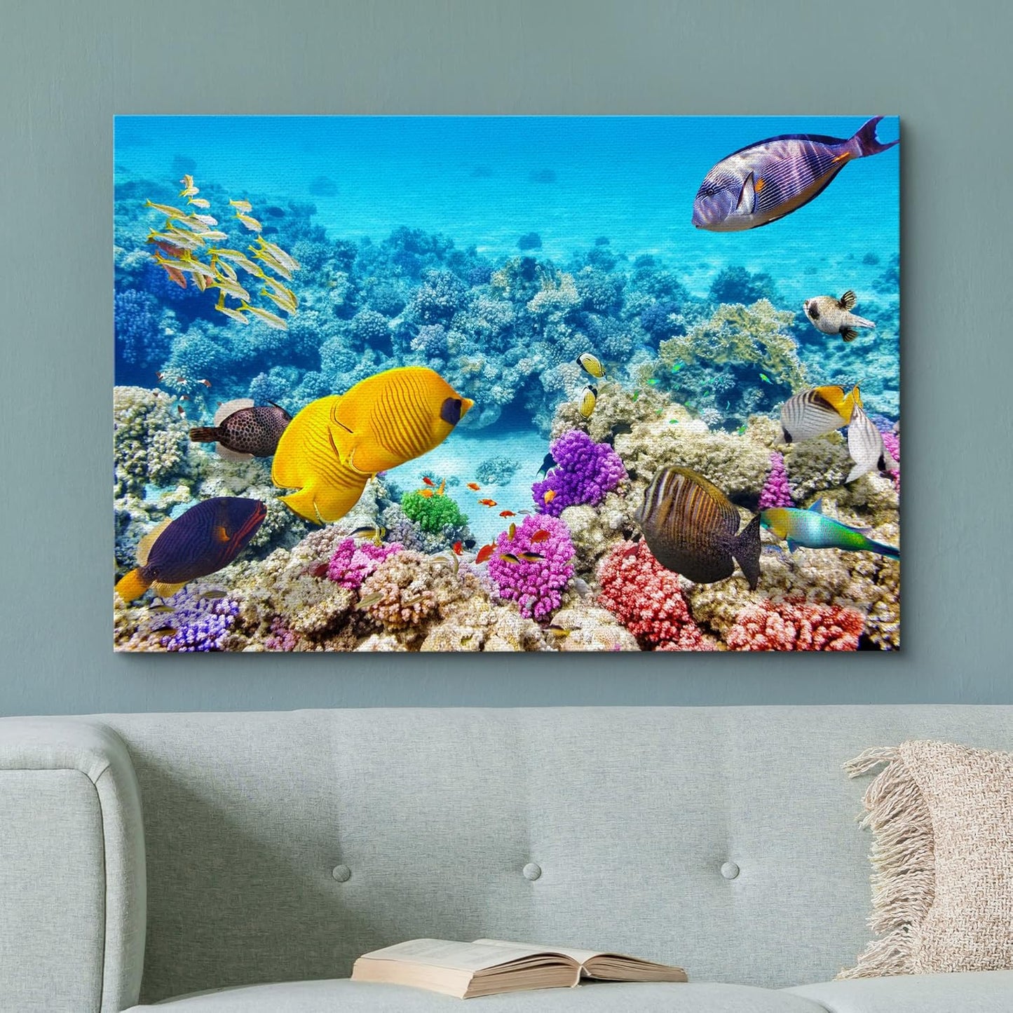 wall26 Canvas Print Wall Art Tropical Underwater Ocean Sea Fish Reef Nature Animals Photography Realism Rustic Scenic Landscape Wilderness Earth Colorful for Living Room, Bedroom, Office - 32"x48"