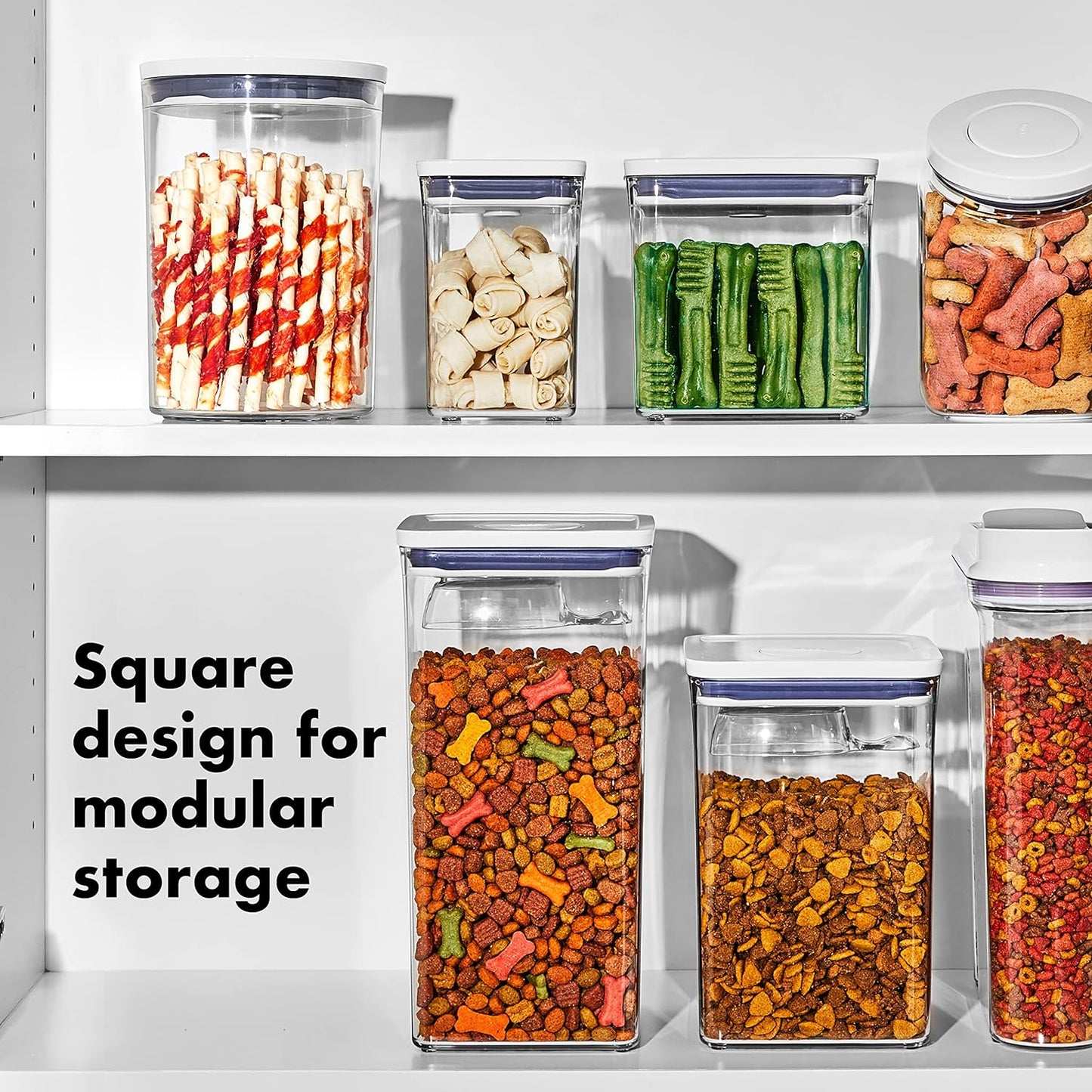 OXO Good Grips Pet POP Container – 2.8 Qt/2.6 L |Ideal for up to 3lbs of Dog Food or 2lbs of Cat Food | Airtight Storage Container | BPA Free (Pack of 8)