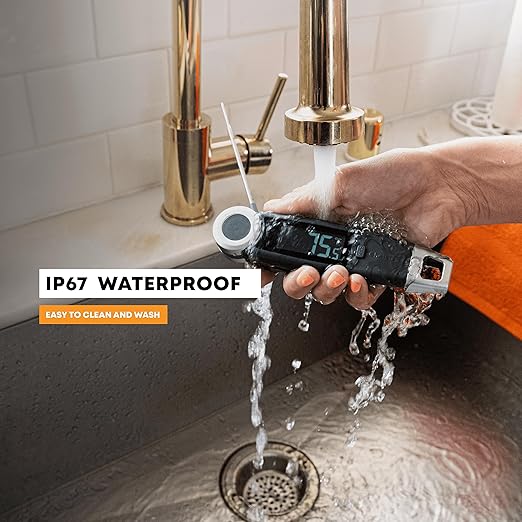 Finaltouch X10 Instant Read Digital Meat Thermometer NSF Certified Waterproof Professional for Cooking Grilling BBQ Baking Candy Oil with Rotating Probe and Backlit Display (Royal Navy)